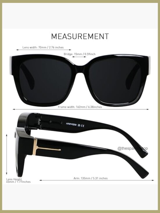 Polarized Fit Over Glasses TR90 Oversized Square Shades UV400 Protection main image 4